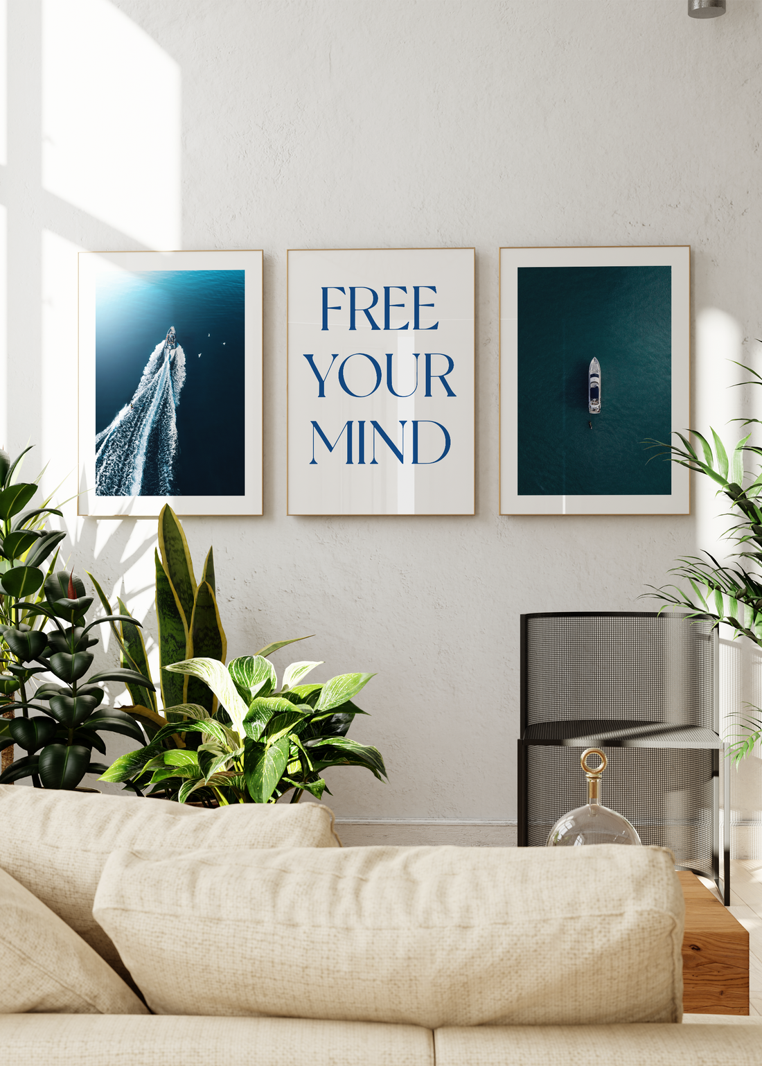 Free Your Mind ve Deniz Çerçevesiz Poster Seti