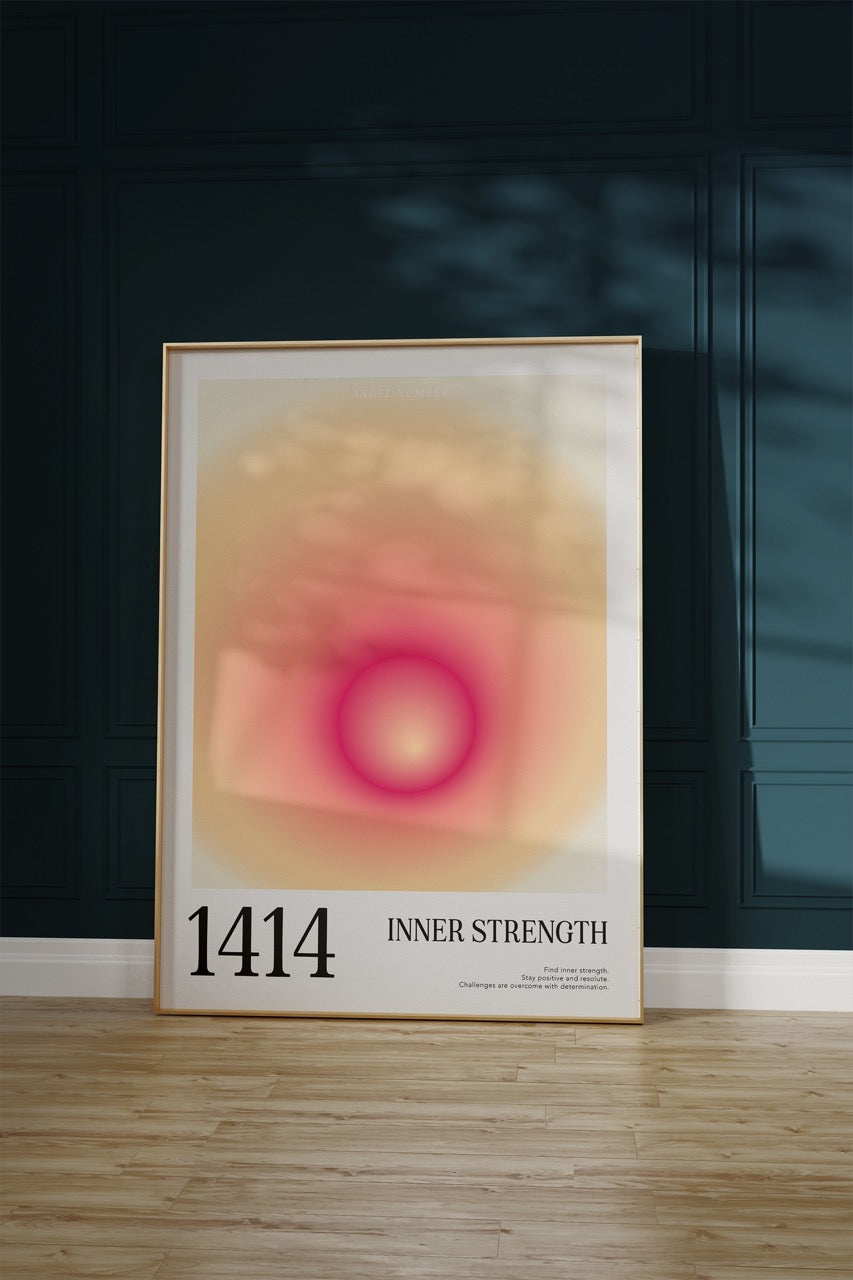 1414 Inner Strenght Aura Angel Numbers Çerçevesiz Poster