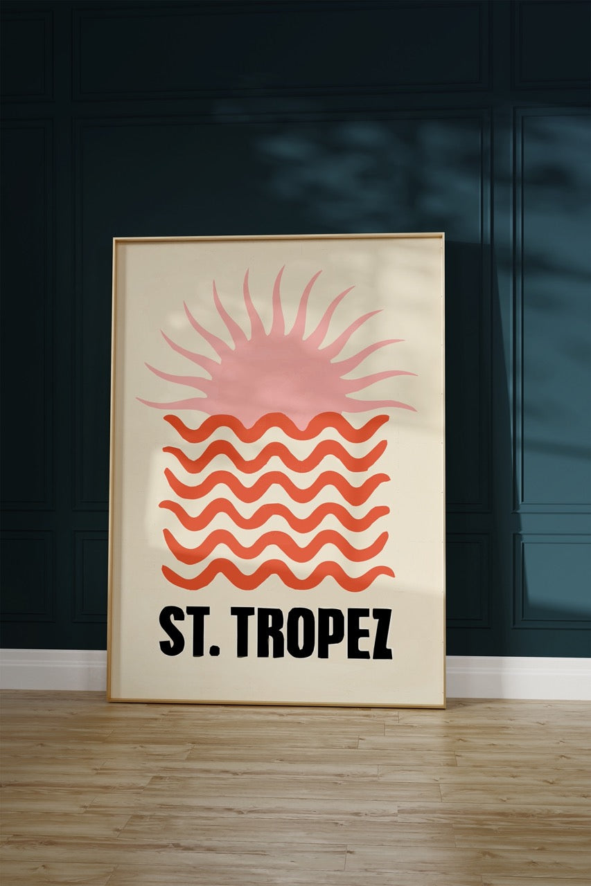 St. Tropez Fransa İllüstrasyon Çerçevesiz Poster