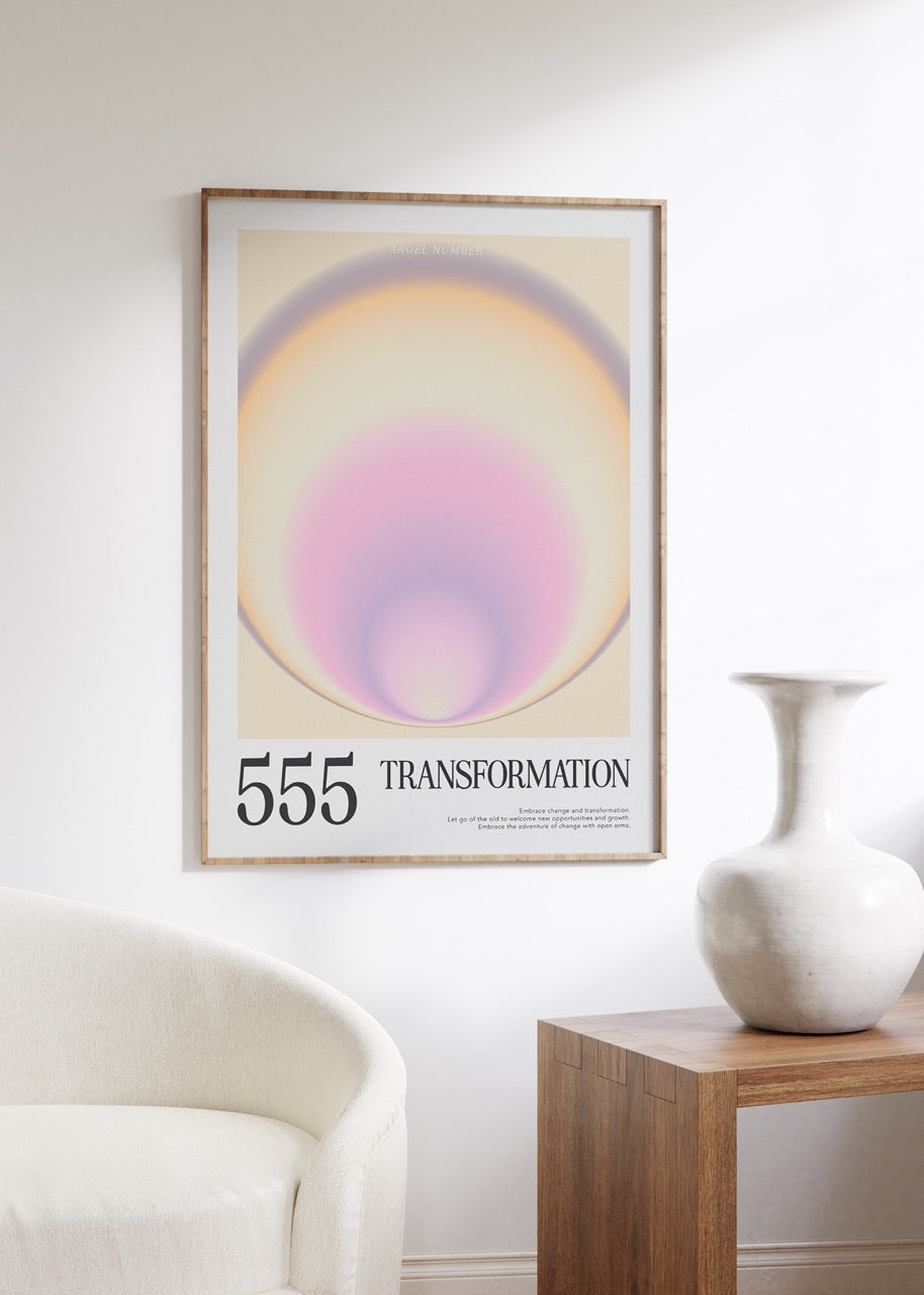 555 Transformation Aura Angel Numbers Çerçevesiz Poster