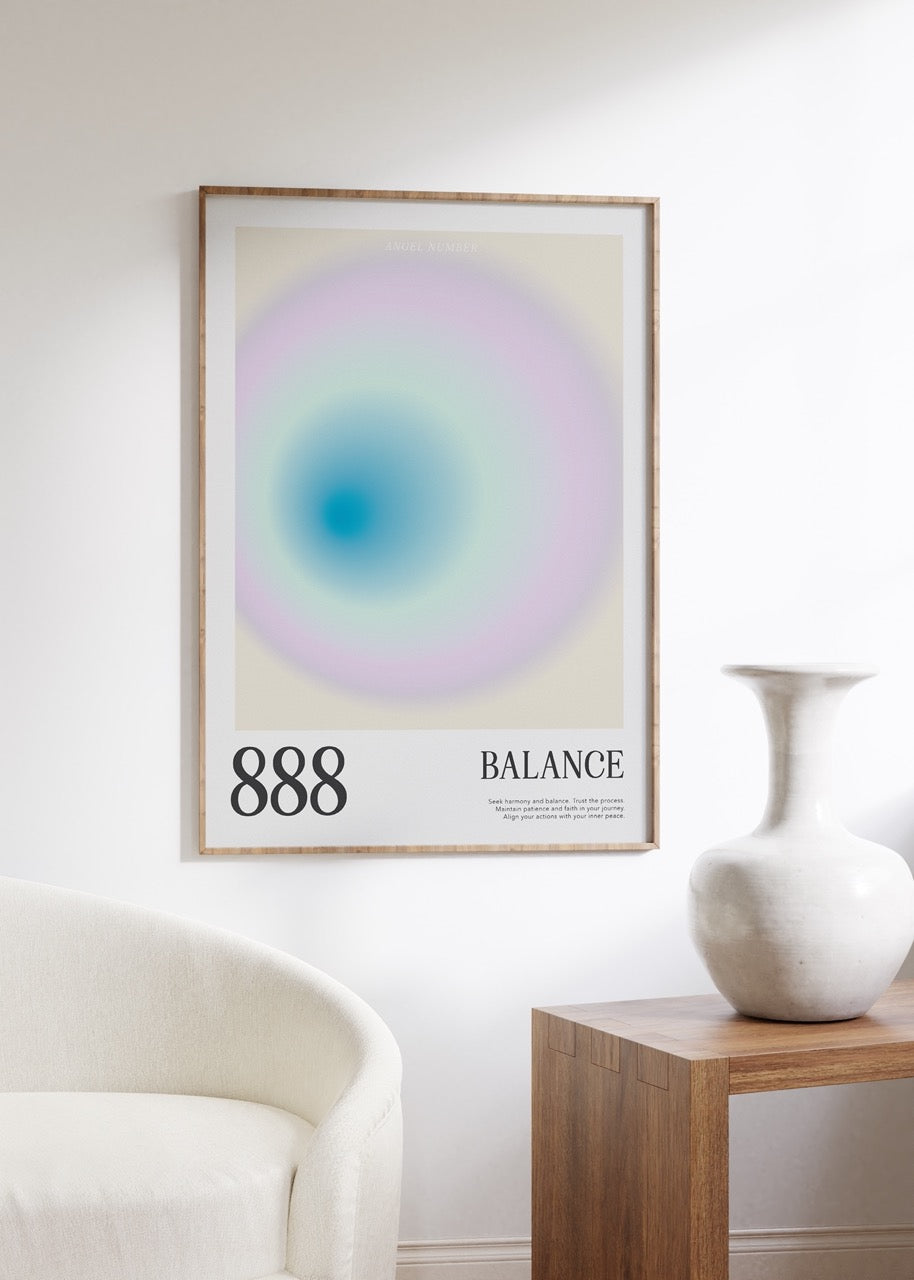 888 Balance Aura Angel Numbers Çerçevesiz Poster