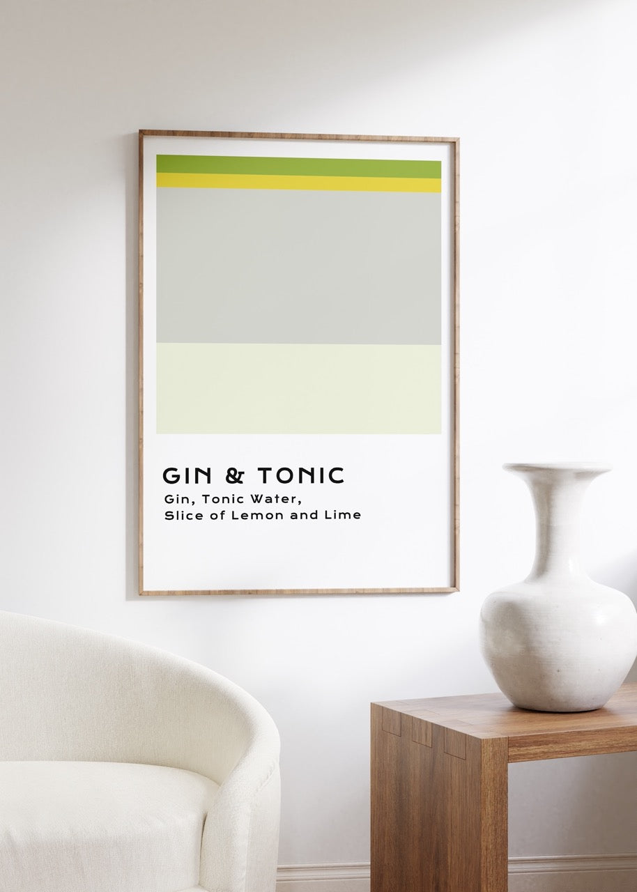Gin &amp; Tonic Kokteyl Çerçevesiz Poster