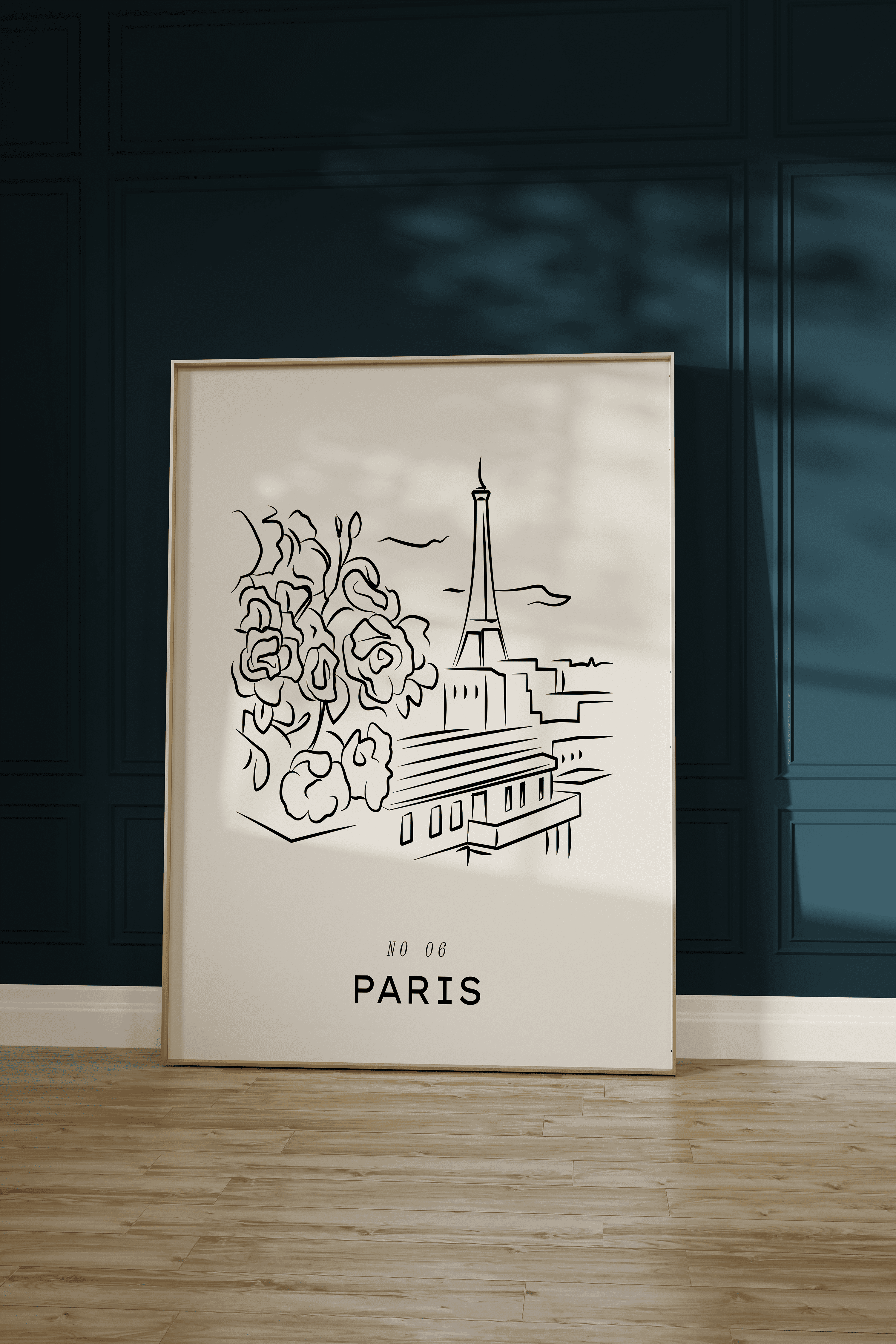 Paris Line Art Çerçevesiz Poster
