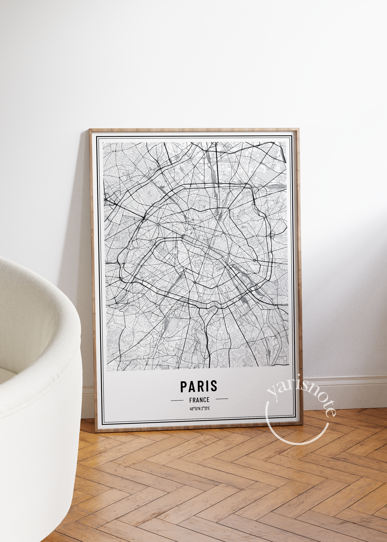 Paris Map Çerçevesiz Poster