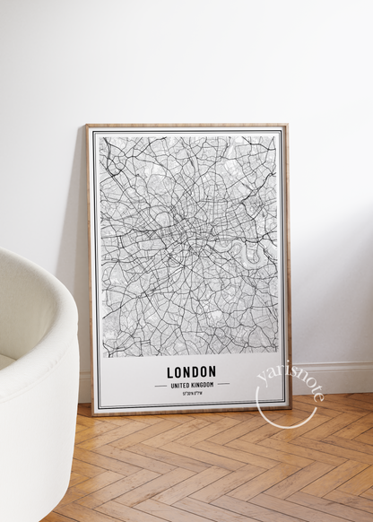 London Map Çerçevesiz Poster