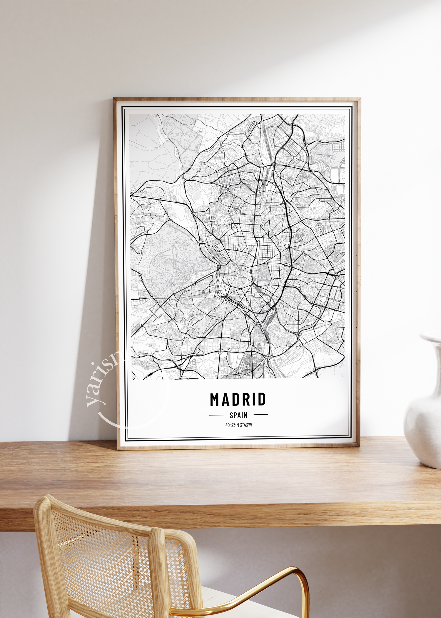 Madrid Map Çerçevesiz Poster