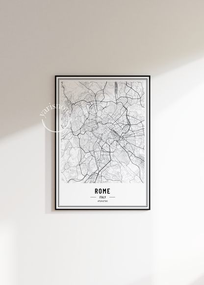 Rome Map Çerçevesiz Poster