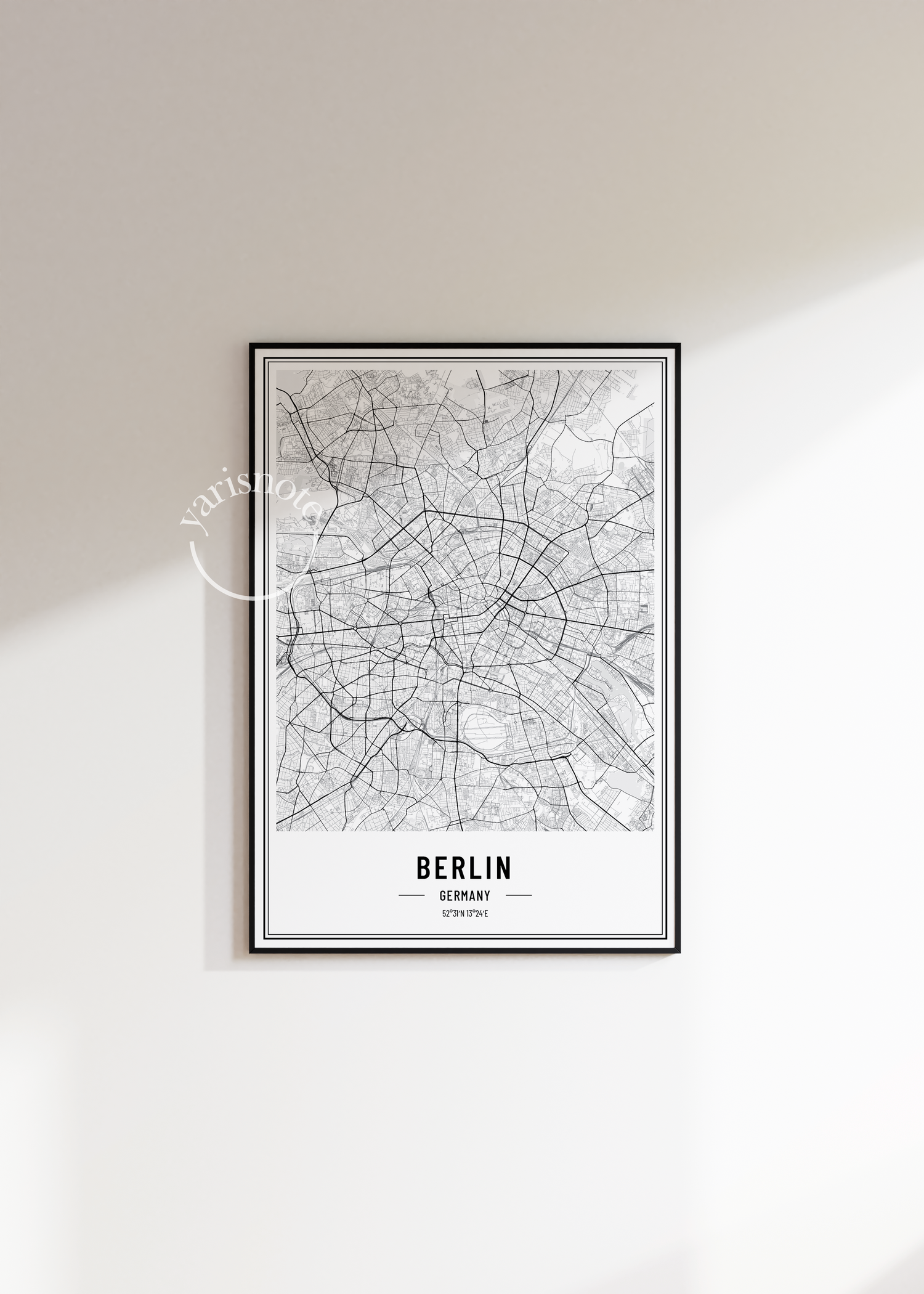 Berlin Map Çerçevesiz Poster