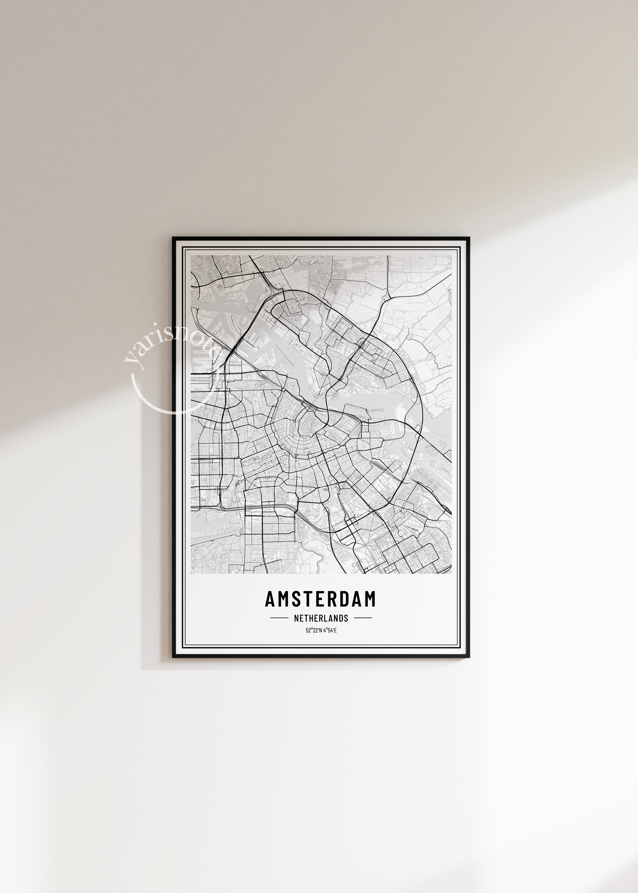 Amsterdam Map Çerçevesiz Poster
