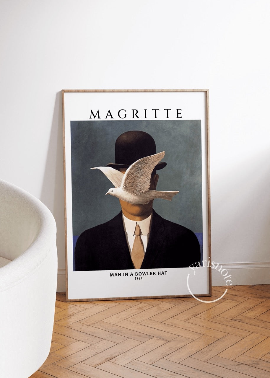 Rene Magritte Fiyonk Şapkalı Adam Çerçevesiz Poster