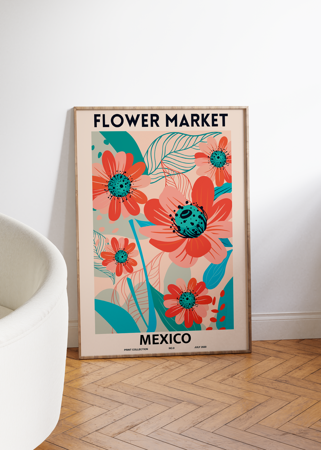 Mexico Flower Market Çerçevesiz Poster