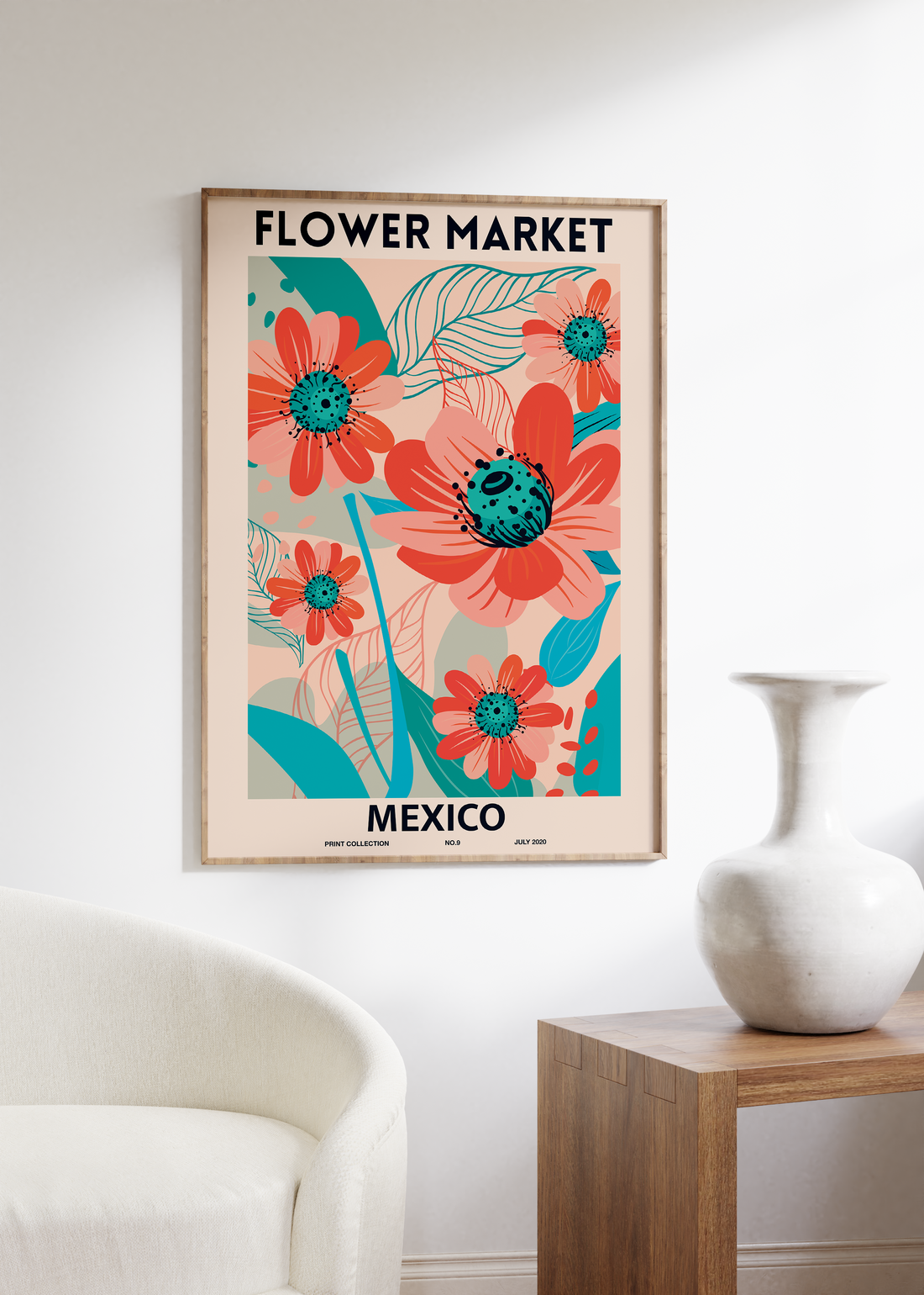 Mexico Flower Market Çerçevesiz Poster