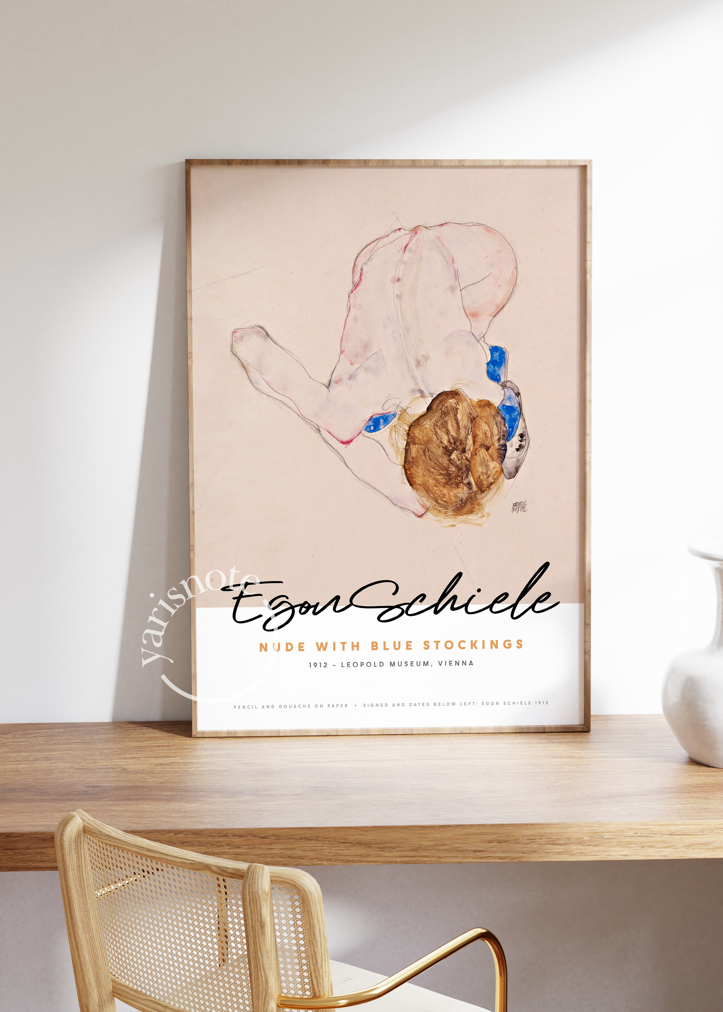 Egon Schiele Nude With Blue Stockings Çerçevesiz Poster