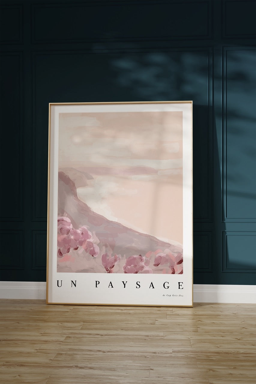 Pink Landscape Illustration Unframed Poster