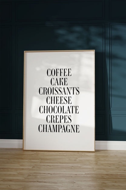 Coffee Cake Yazılı Kelime Çerçevesiz Poster