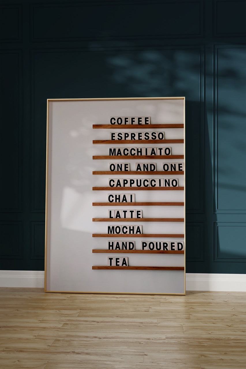 Coffee Menu Çerçevesiz Poster