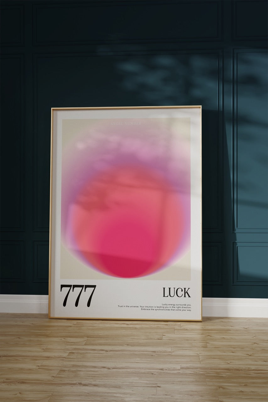 777 Luck Aura Angel Numbers Çerçevesiz Poster