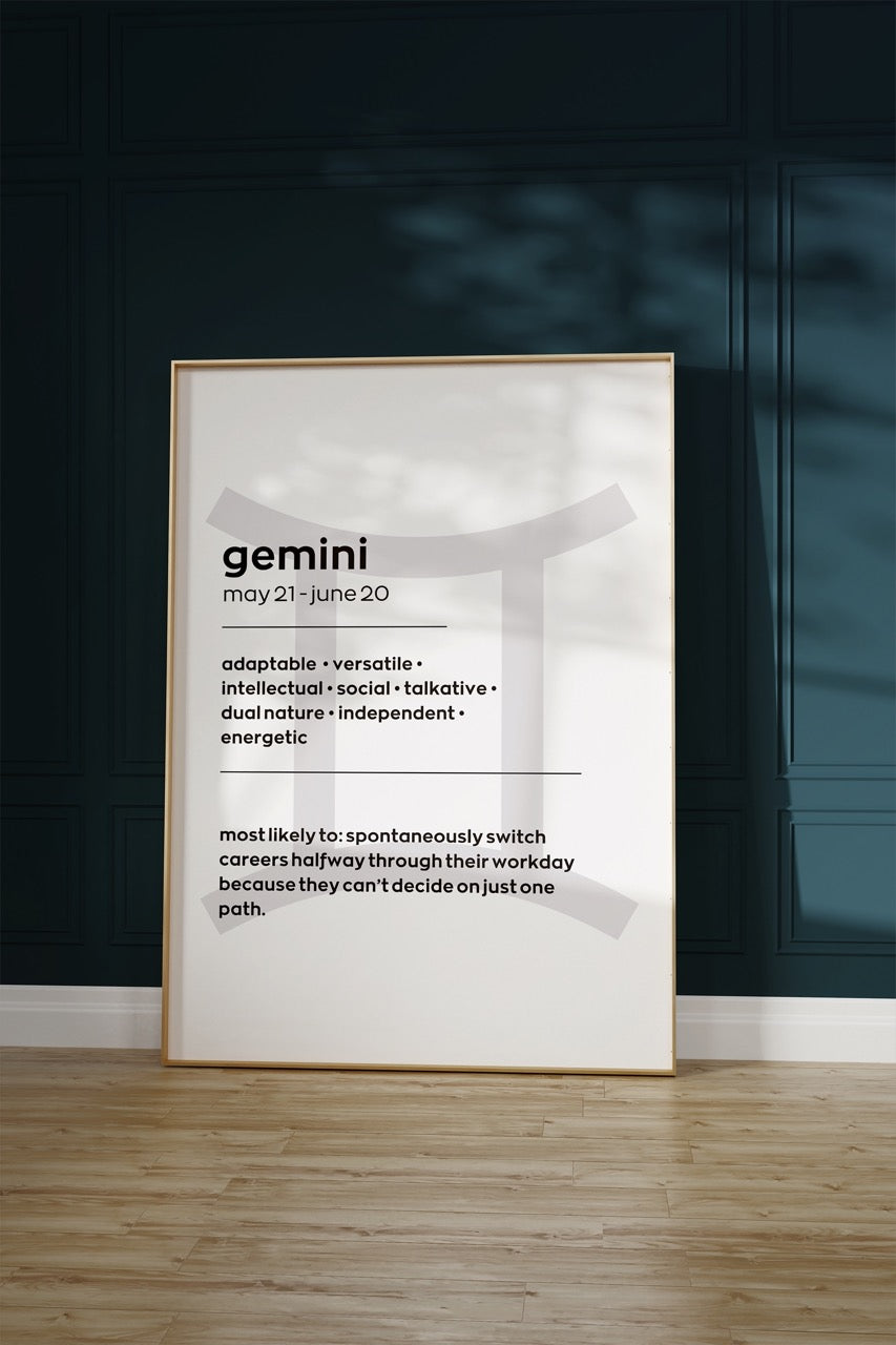 Gemini No.1 Astrological Sign Çerçevesiz Poster