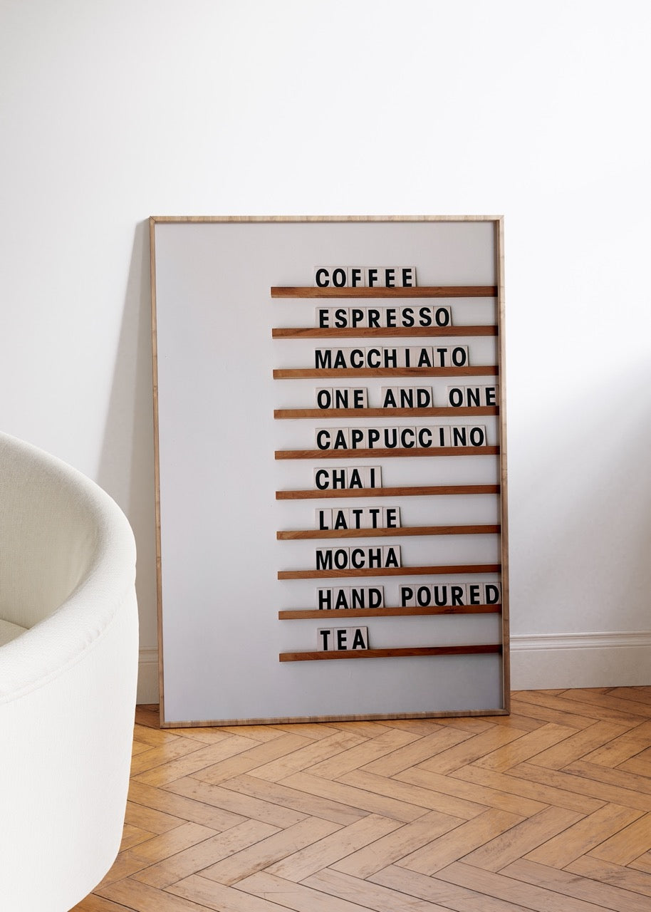 Coffee Menu Çerçevesiz Poster