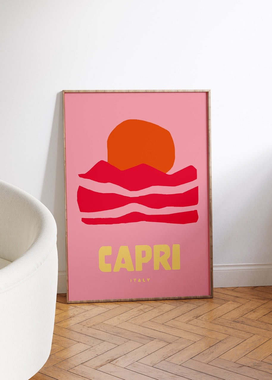 Capri Italy Illustration Unframed Poster