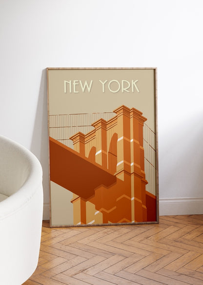 New York Şehir İllüstrasyon Çerçevesiz Poster