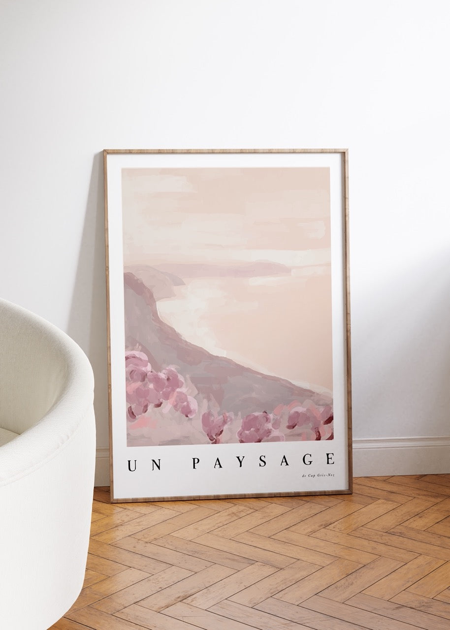 Pink Landscape Illustration Unframed Poster