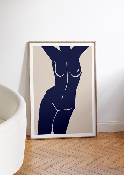 Mavi Kadın Figür No.2 Çerçevesiz Poster