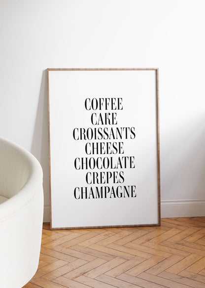 Coffee Cake Yazılı Kelime Çerçevesiz Poster