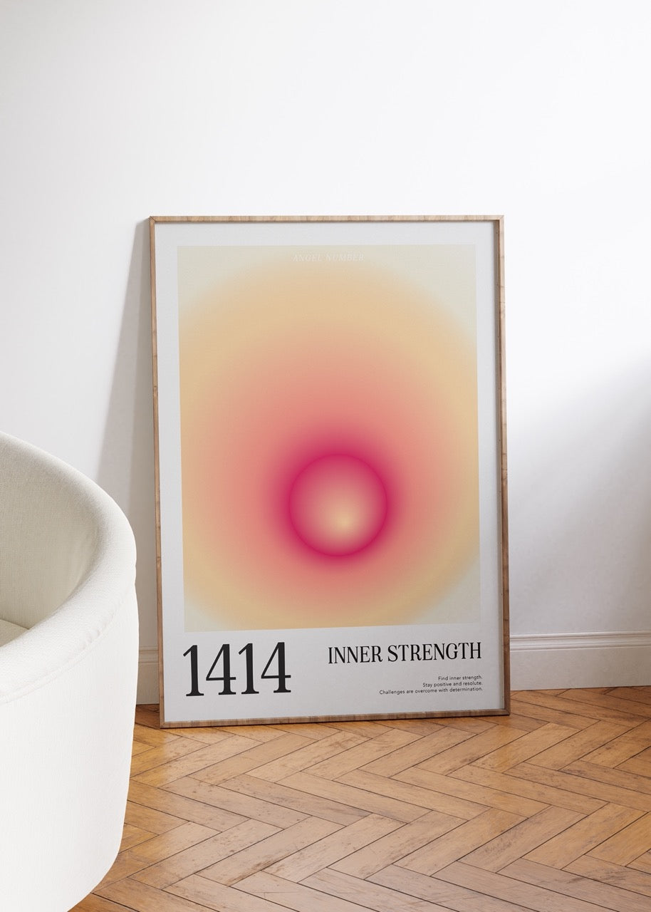 1414 Inner Strenght Aura Angel Numbers Çerçevesiz Poster