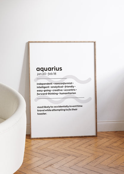 Aquarius No.1 Astrological Sign Çerçevesiz Poster