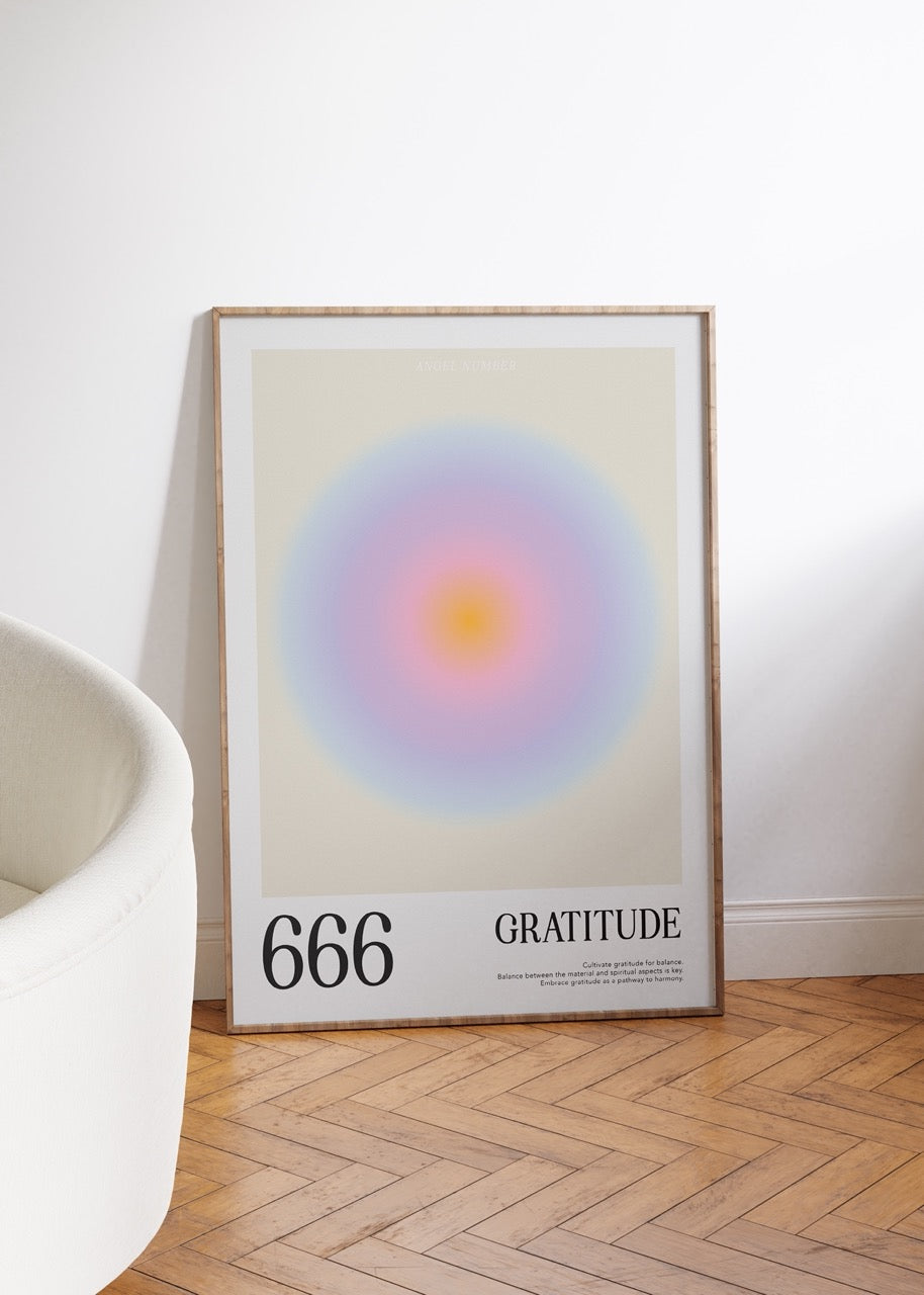 666 Gratitude Aura Angel Numbers Çerçevesiz Poster