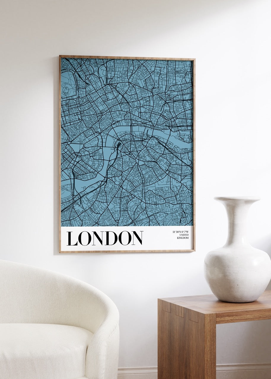 London Harita Çerçevesiz Poster