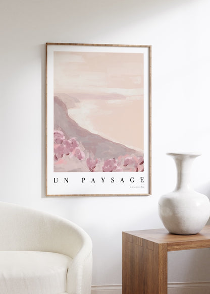 Pink Landscape Illustration Unframed Poster