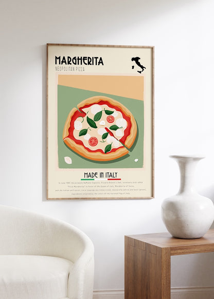 Margherita Pizza İtalyan Mutfağı Çerçevesiz Poster