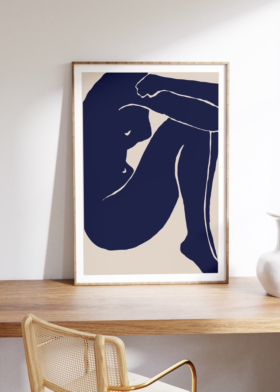 Mavi Kadın Figür No.1 Çerçevesiz Poster
