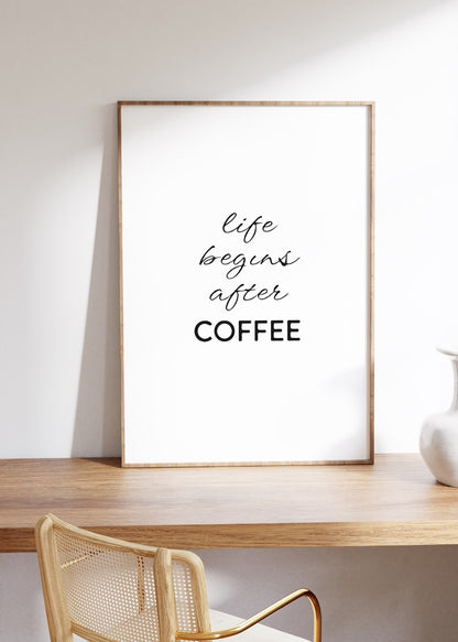 Life Begins After COFFEE Çerçevesiz Poster