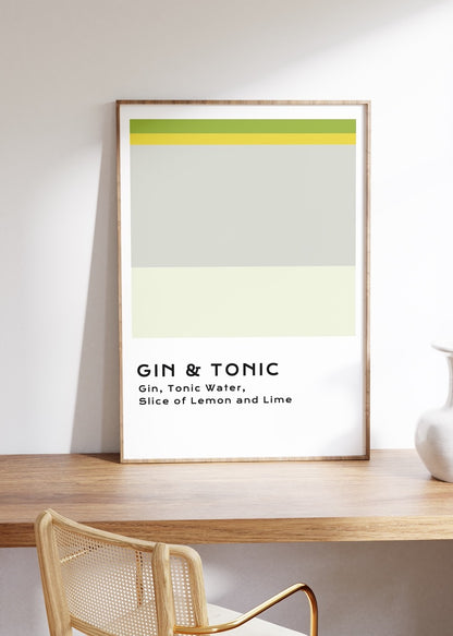 Gin &amp; Tonic Kokteyl Çerçevesiz Poster