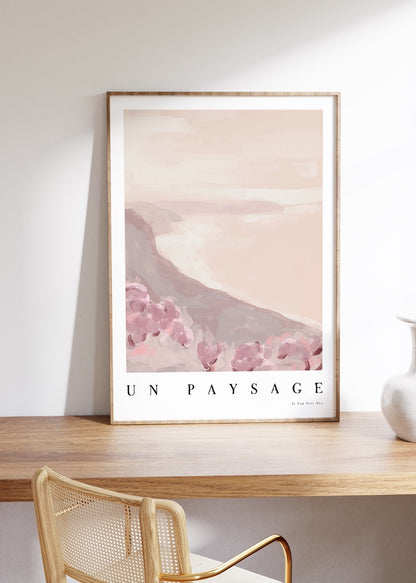 Pink Landscape Illustration Unframed Poster