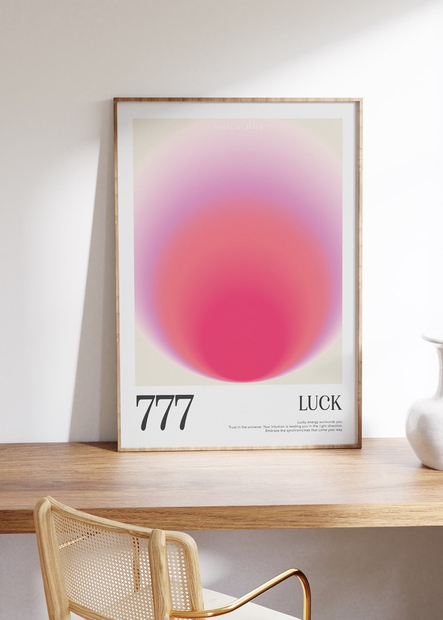 777 Luck Aura Angel Numbers Çerçevesiz Poster