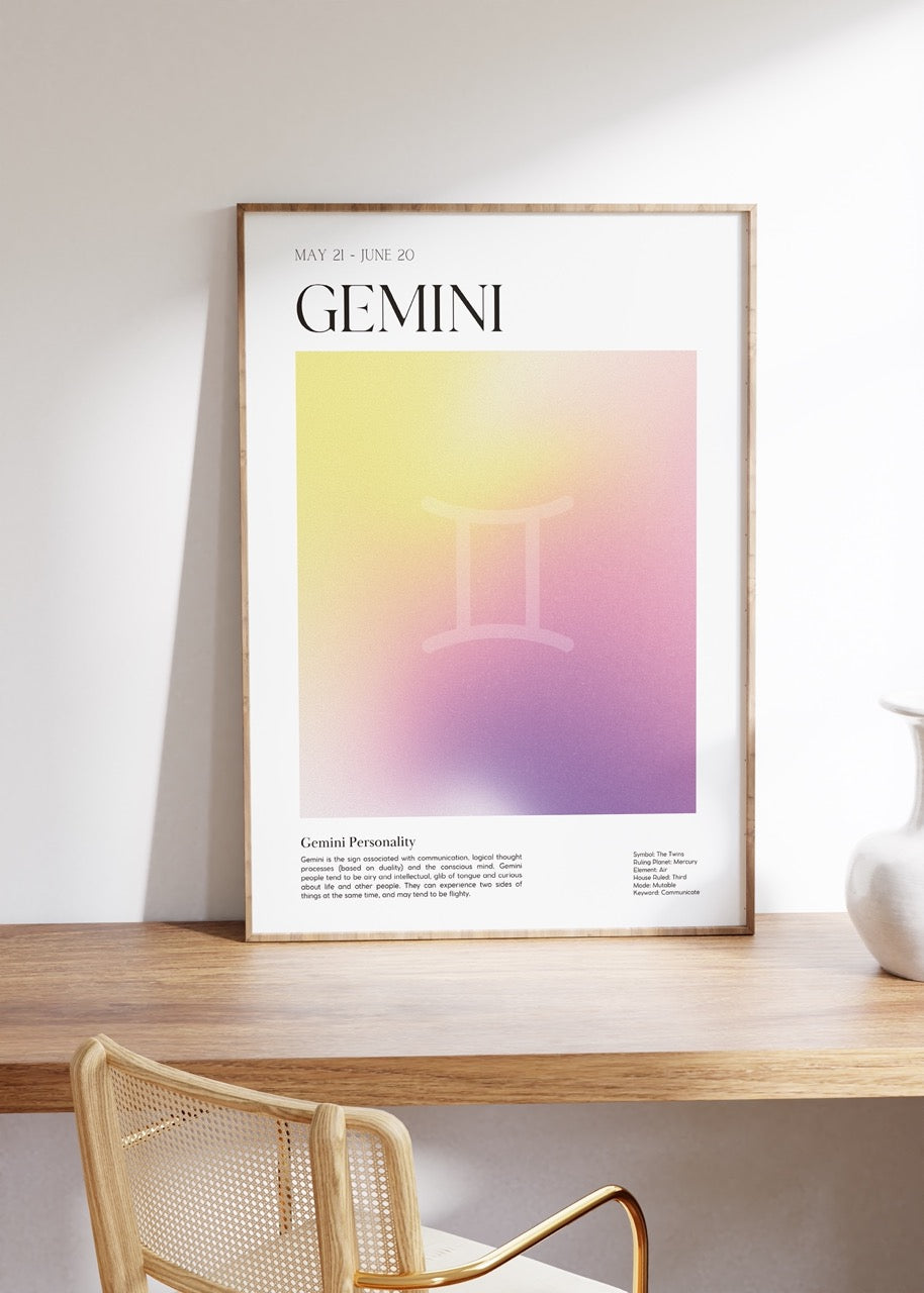 Gemini No.2 Astrological Sign Çerçevesiz Poster