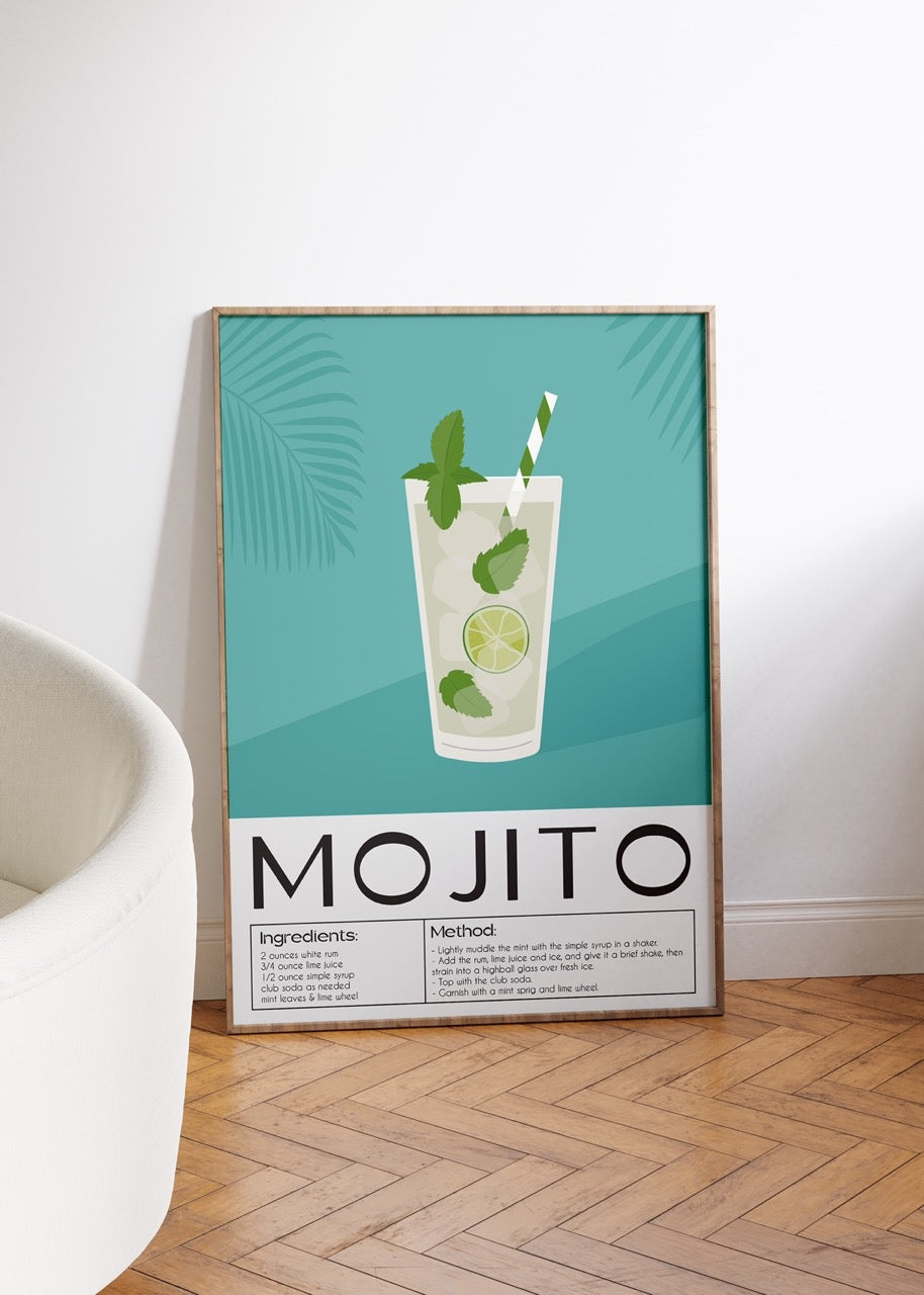 Cocktail Mojito Çerçevesiz Poster