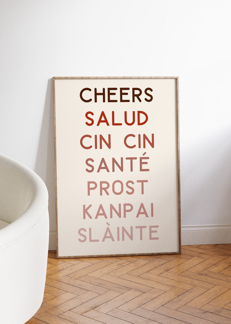 Cheers Salud Cin Cin Çerçevesiz Poster