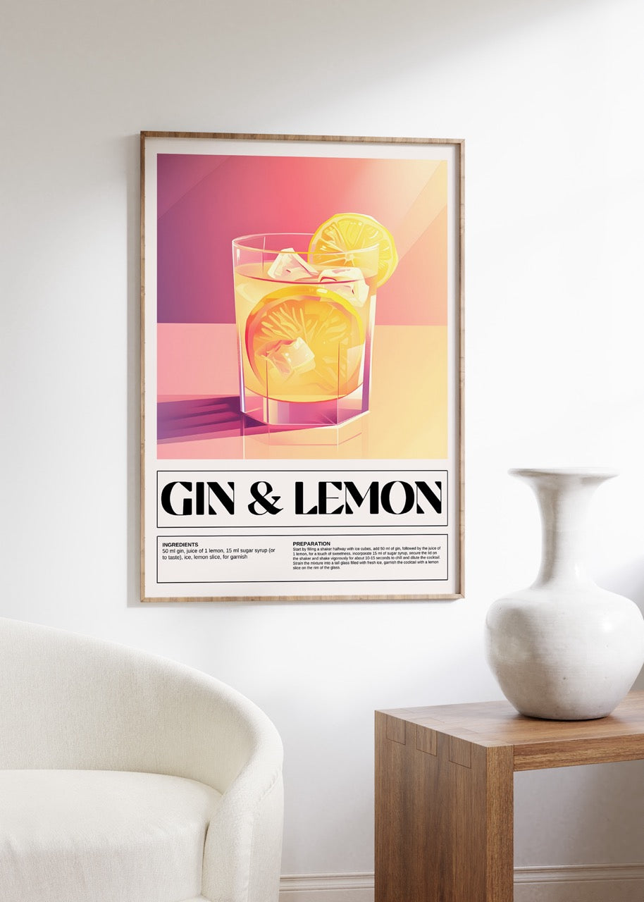 Gin ve Lemon Çerçevesiz Poster