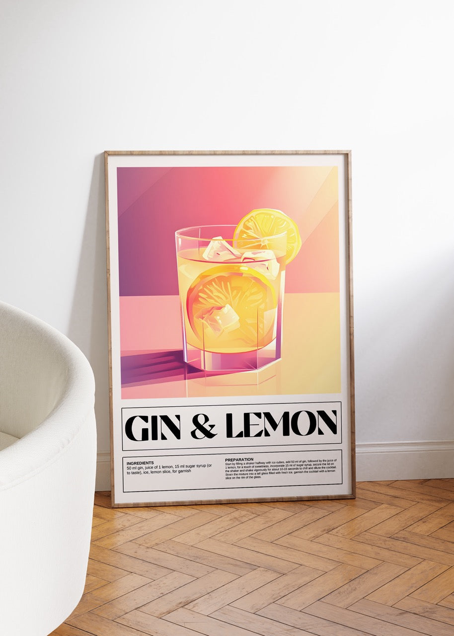 Gin ve Lemon Çerçevesiz Poster