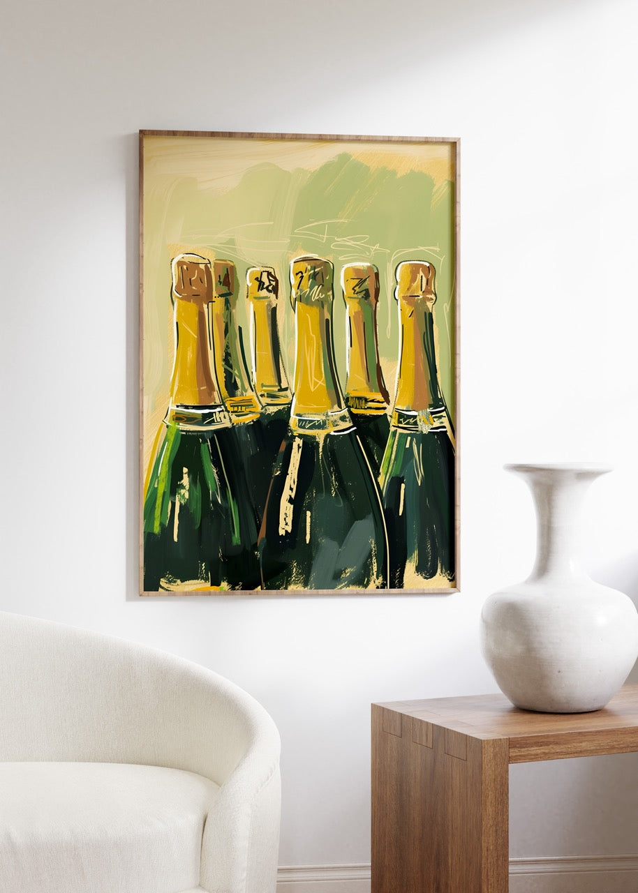 Champagne Bottles Çerçevesiz Poster