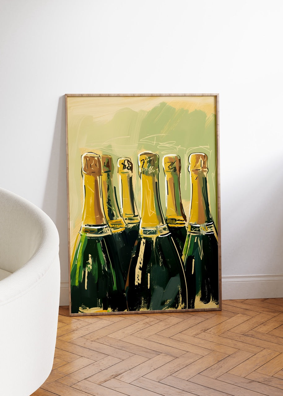 Champagne Bottles Çerçevesiz Poster