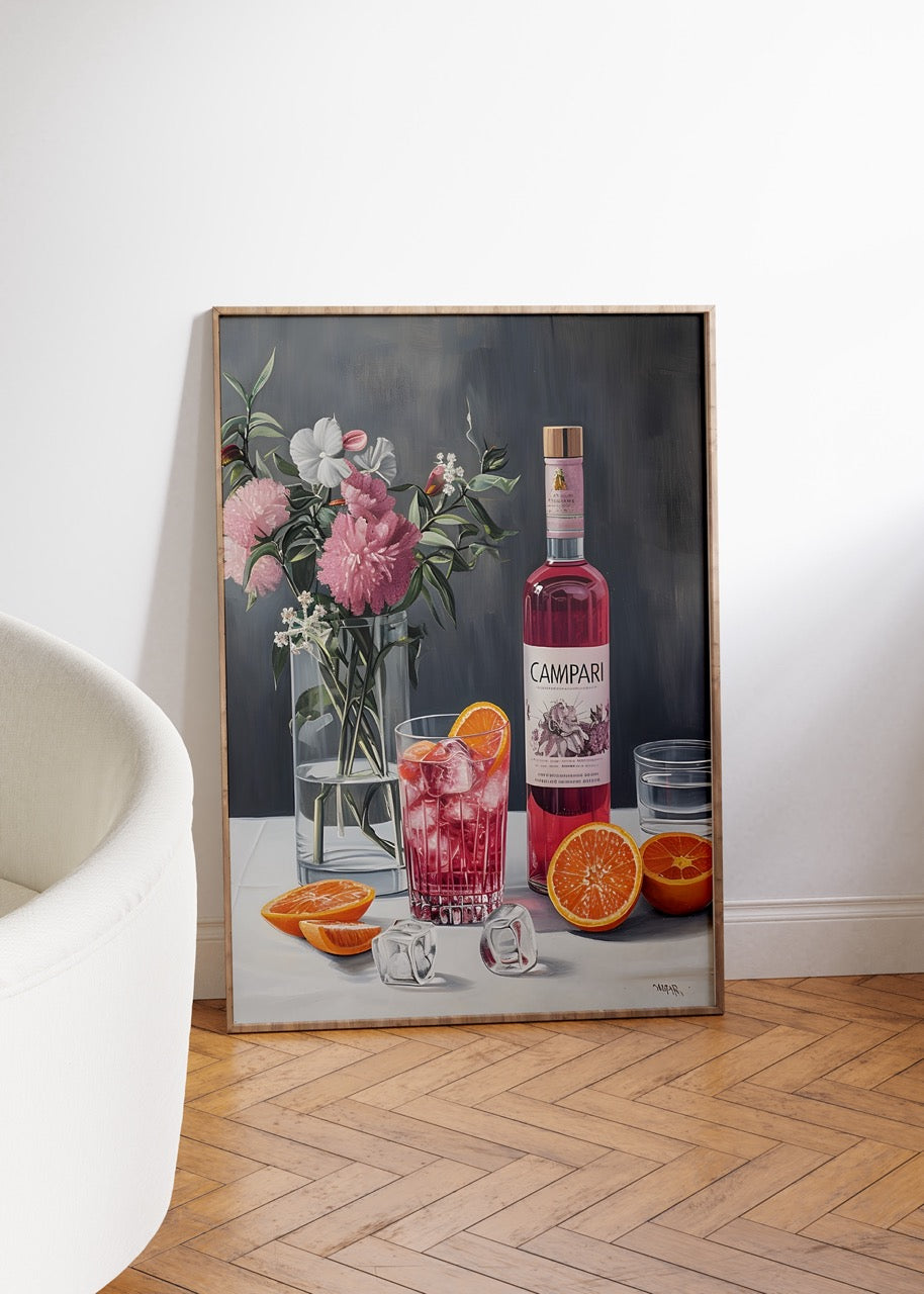 Campari ve Çiçekler Çerçevesiz Poster