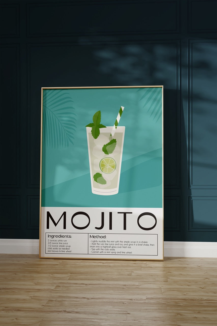 Cocktail Mojito Çerçevesiz Poster