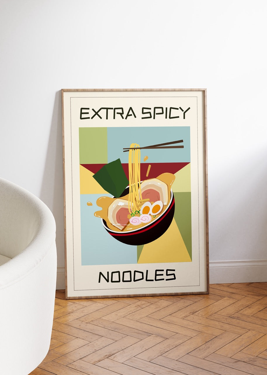 Extra Spicy Noodles Çerçevesiz Poster