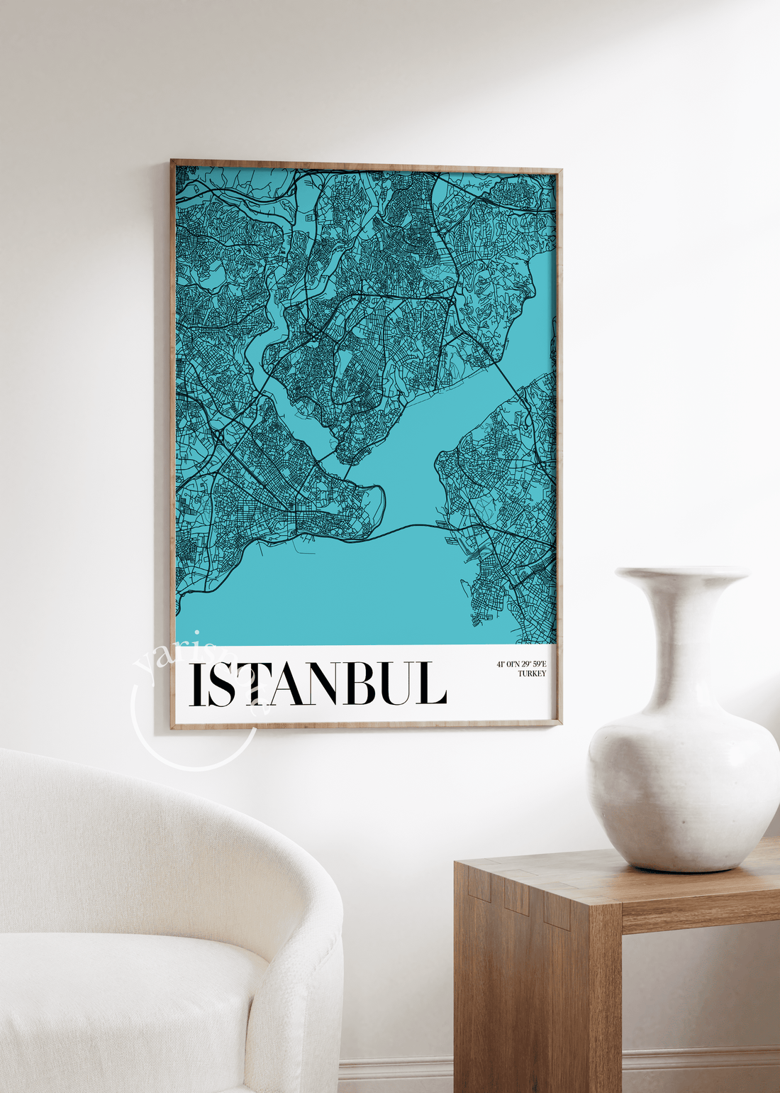 İstanbul Harita Çerçevesiz Poster